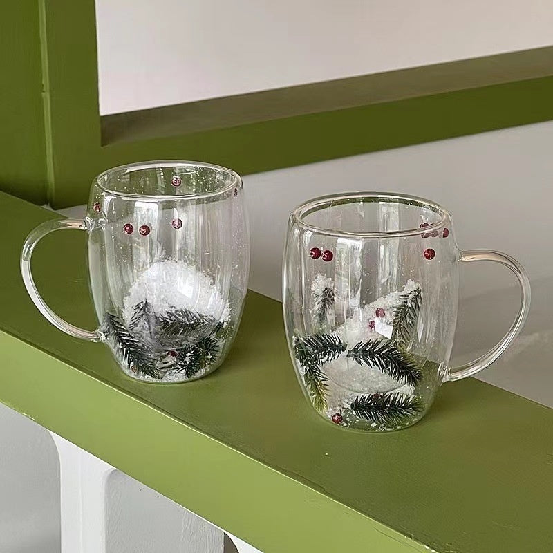 Christmas Snow Pine Branches Heat Resistant Mug