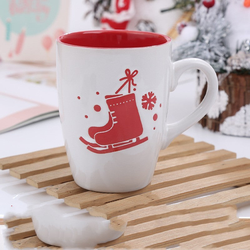 Cute Cartoon Snowman Santa Claus Ceramic Cup Christmas Mug