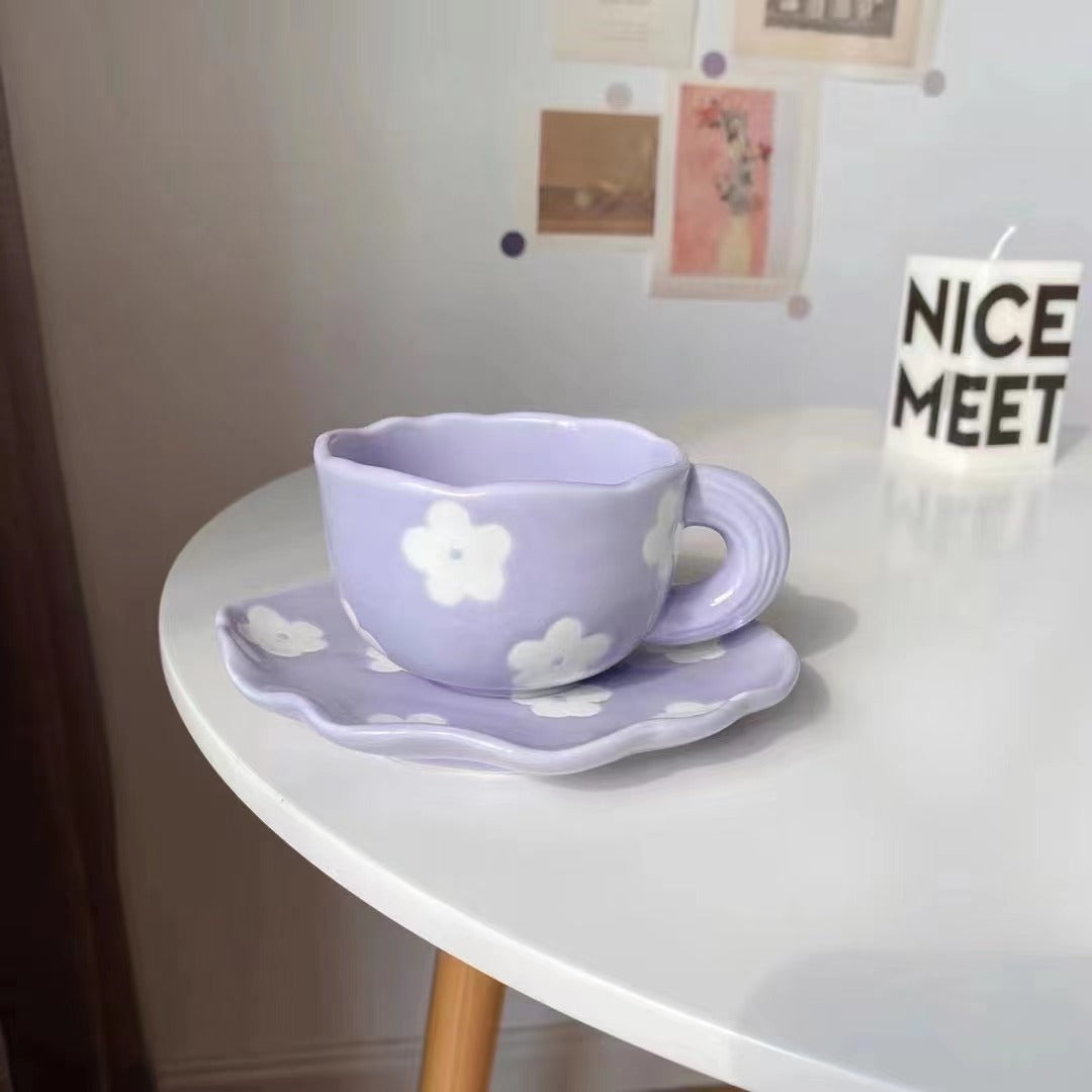 Creative Flower Ceramic Hand Coffee Cup Set