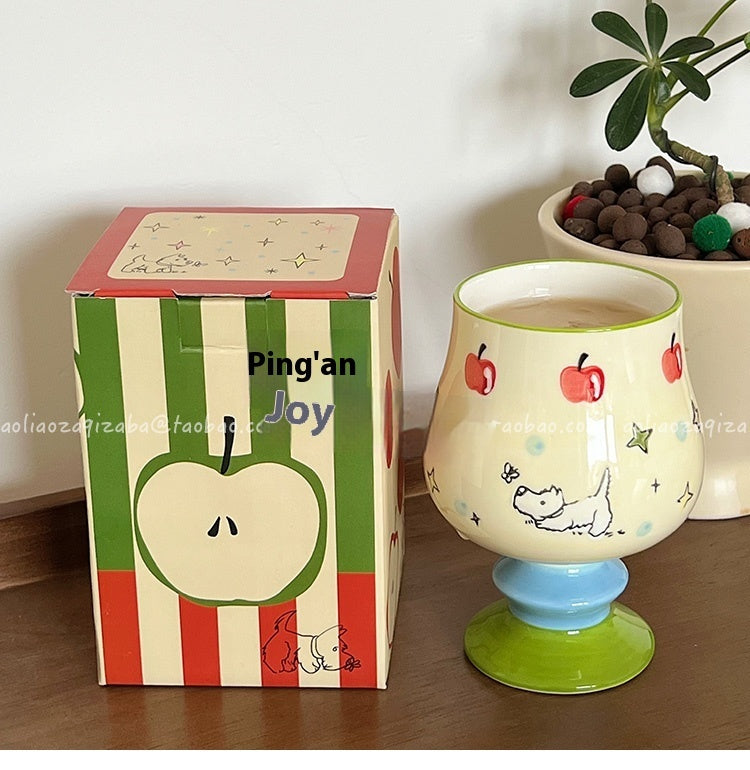 Underglaze Cute West High Dog Goblet Ceramic