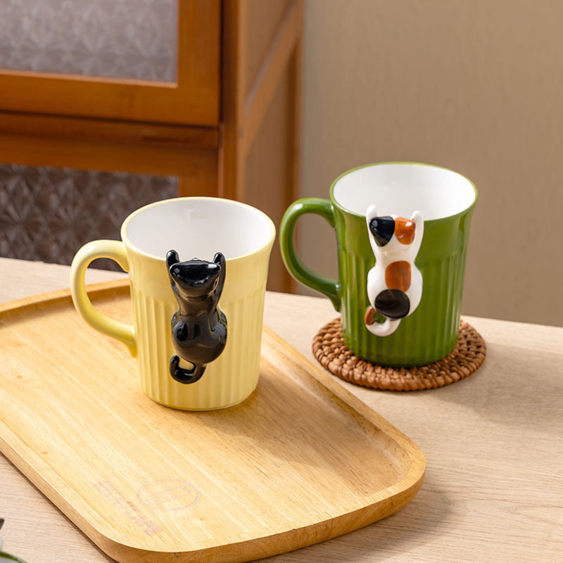 Cute Cartoon Cat Ceramic Cup Relief Cute