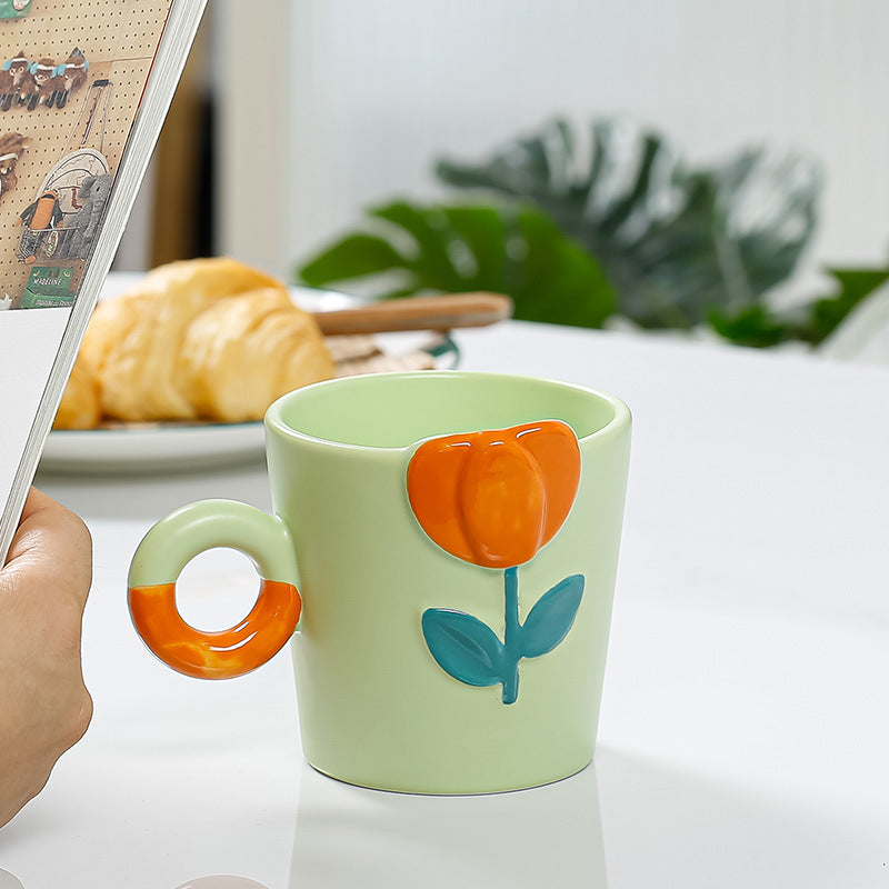 Hand Painted Tulip Ceramic Mug