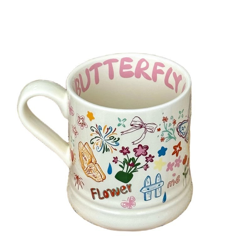 Good-looking Graffiti Flower Mug