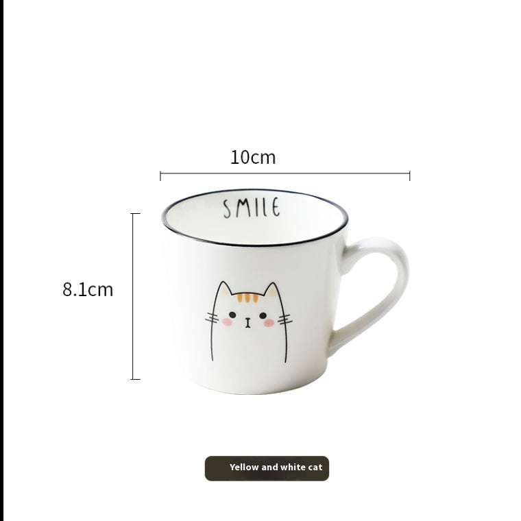 Coffee Cup Cartoon Cat Pattern
