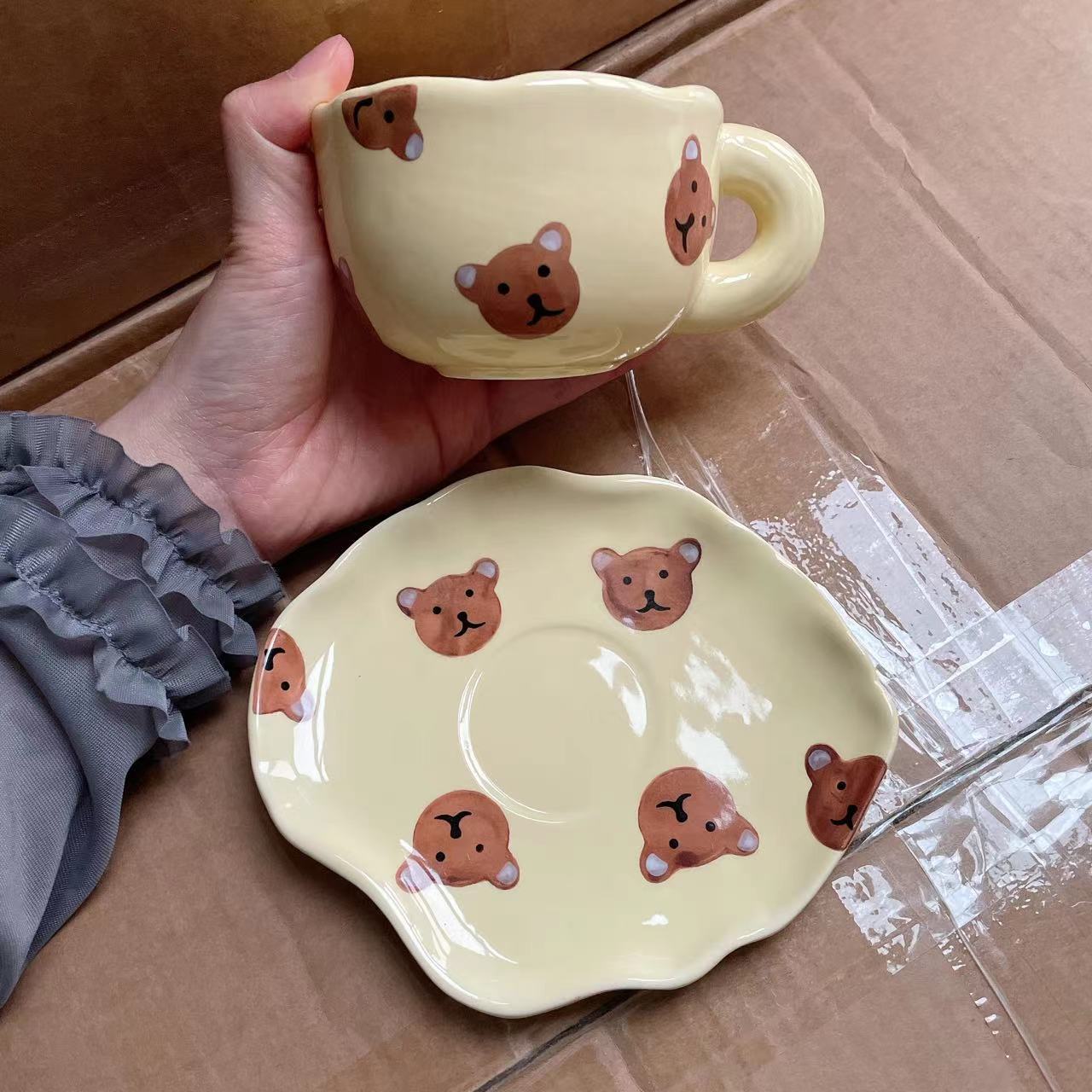 Creative Flower Ceramic Hand Coffee Cup Set