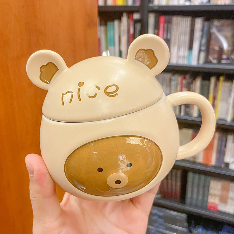 Creative Cartoon Embossed Bear Ceramic Mug