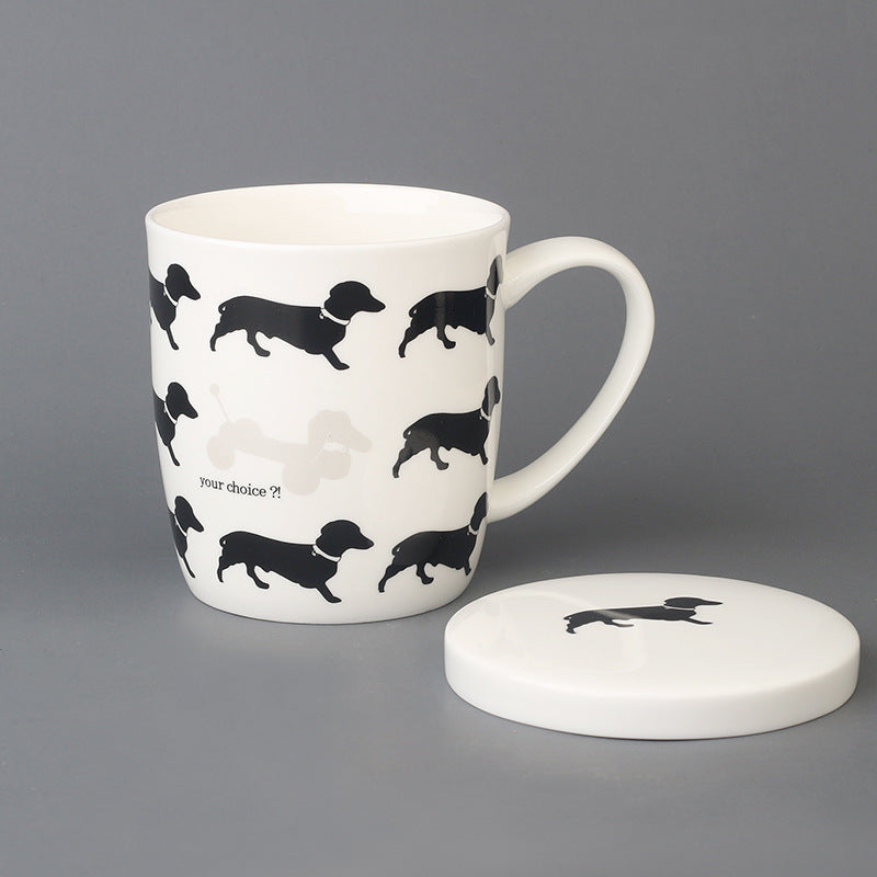 Dog Mug With Lid Ceramic Coffee Cup