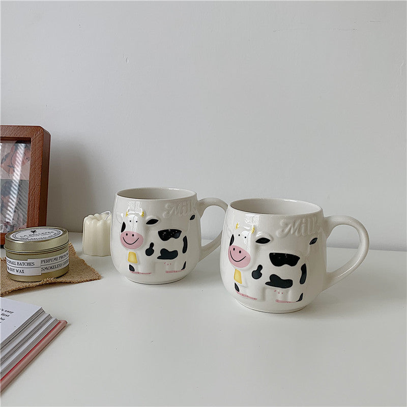 Embossed Cute Cartoon Cow Mug