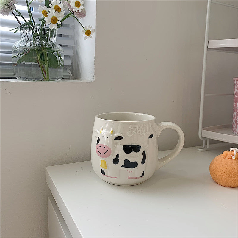 Embossed Cute Cartoon Cow Mug