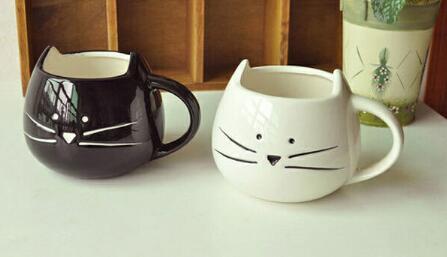 Ceramic Cat Cup Black and White