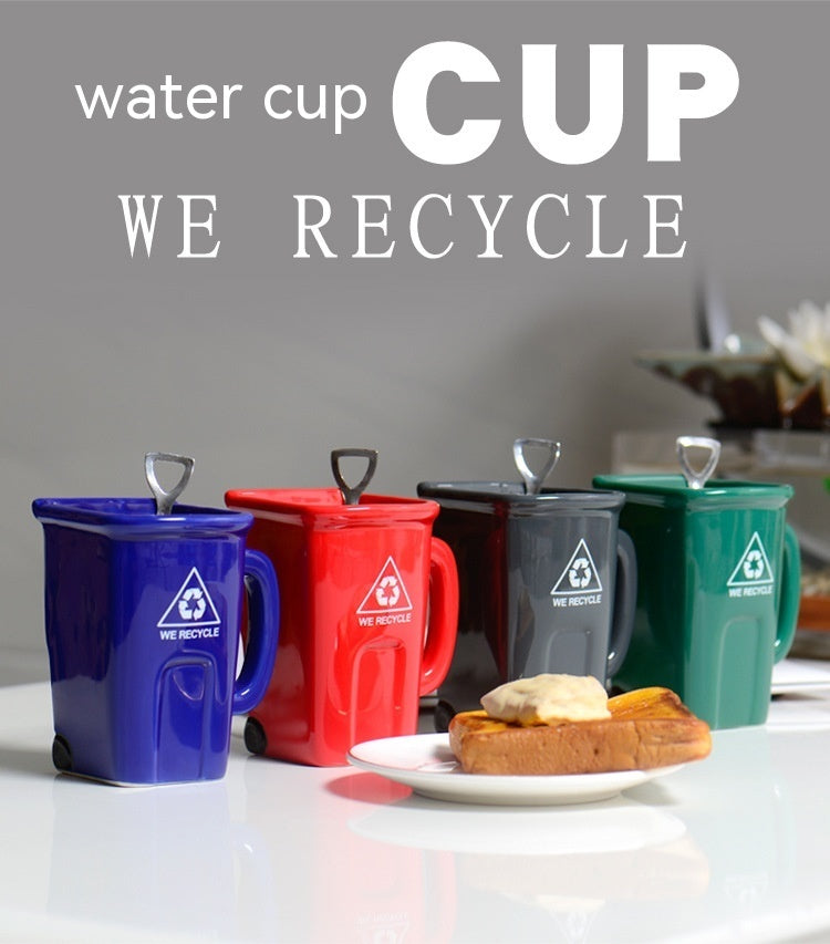Square Trash Can Ceramic Mug