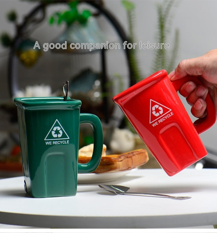 Square Trash Can Ceramic Mug