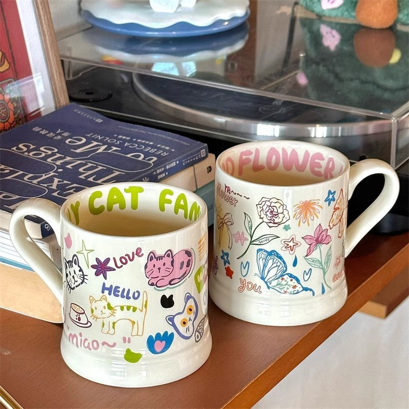 Good-looking Graffiti Flower Mug
