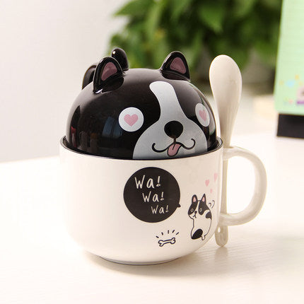 Double-Layer Ceramic Dog Mug Bulldog, Husky, Corgi, Shiba Inu