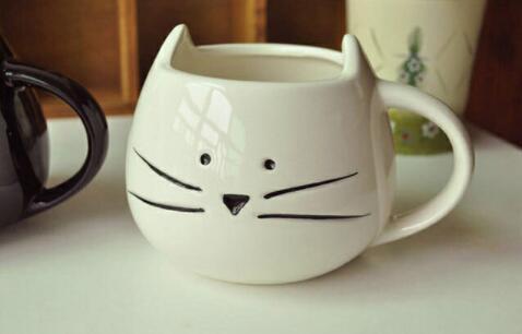 Ceramic Cat Cup Black and White