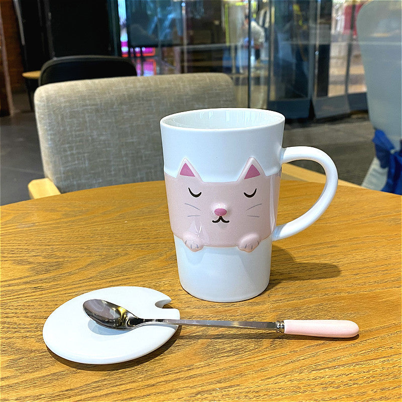 Large Capacity Ceramic Cat Mug