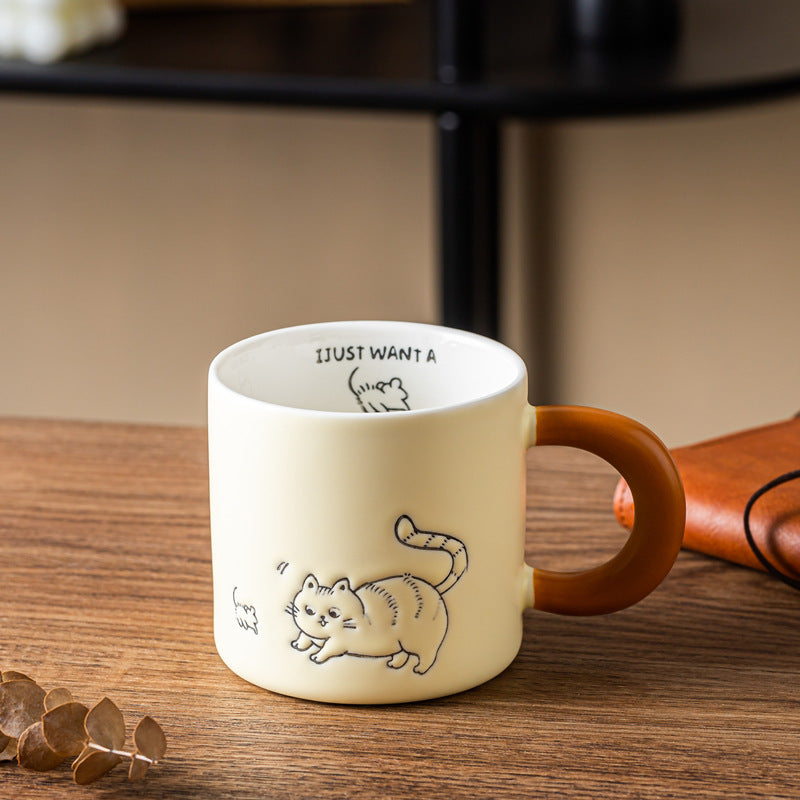 Hand Painted Cat Coffee Cute Mug