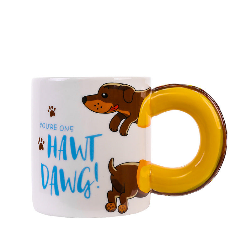 Cute Cartoon Dachshund Dog Ceramic Mug