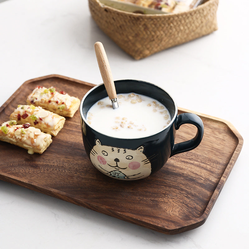 Ceramic Large Capacity Fish Mug With Lid Spoon