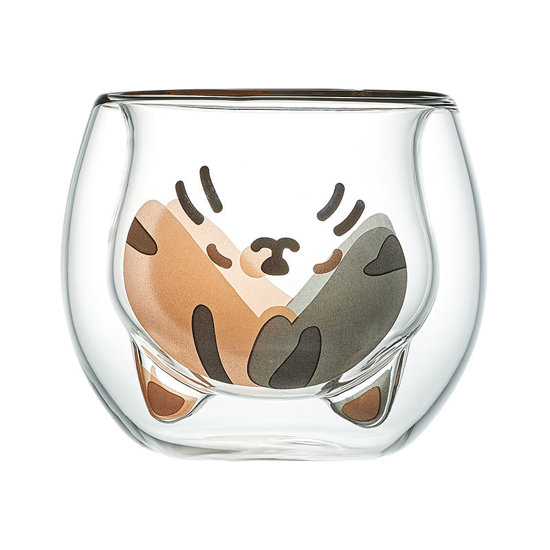 Cute Cartoon Glass Coffee Espresso Cat Shape