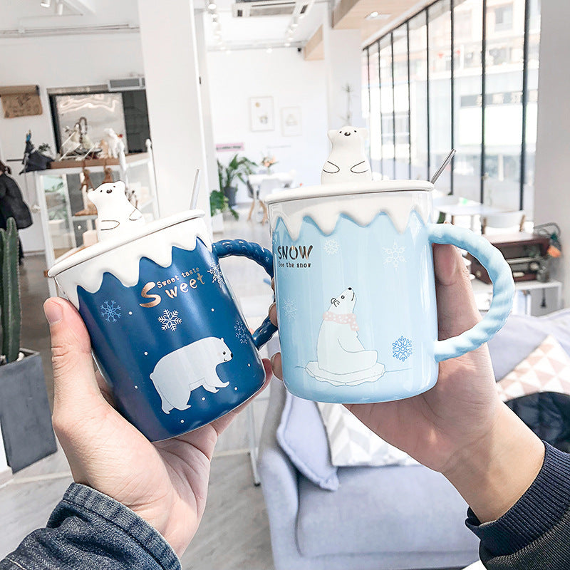 Cartoon Polar Bear Christmas Ceramic Mug