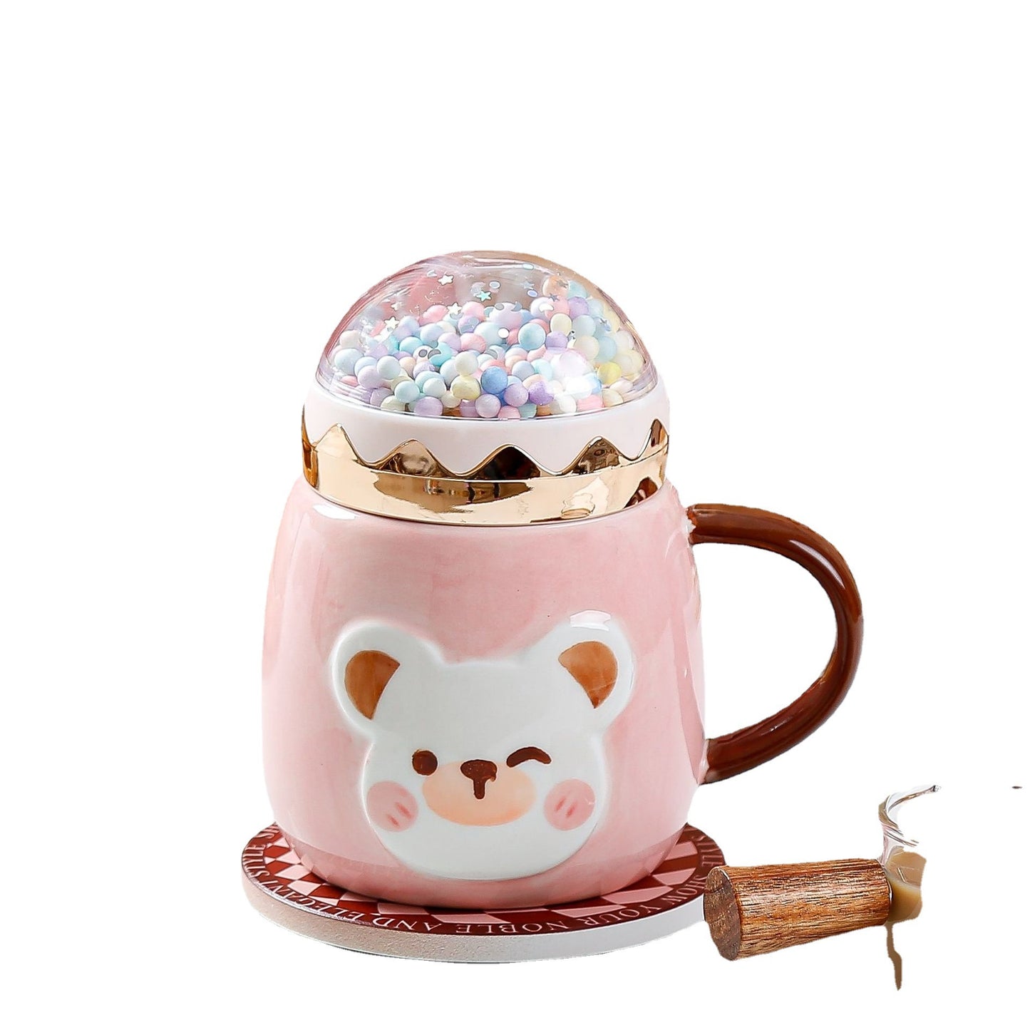 Large Capacity Ceramic Drinking Bear Mug With Lid