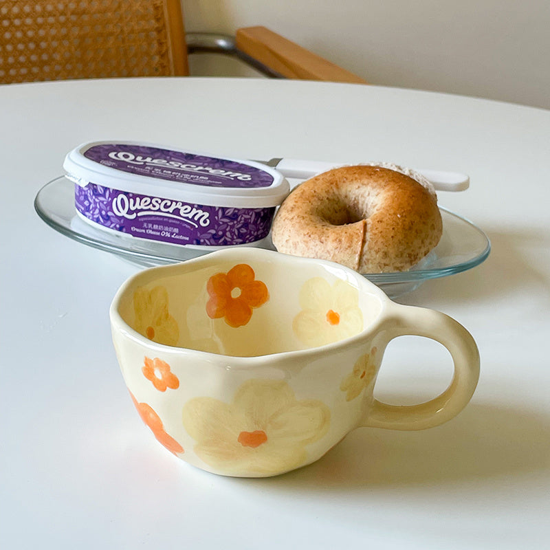 Cute Milk Yellow Hand Pinch Hand-painted Breakfast Mug
