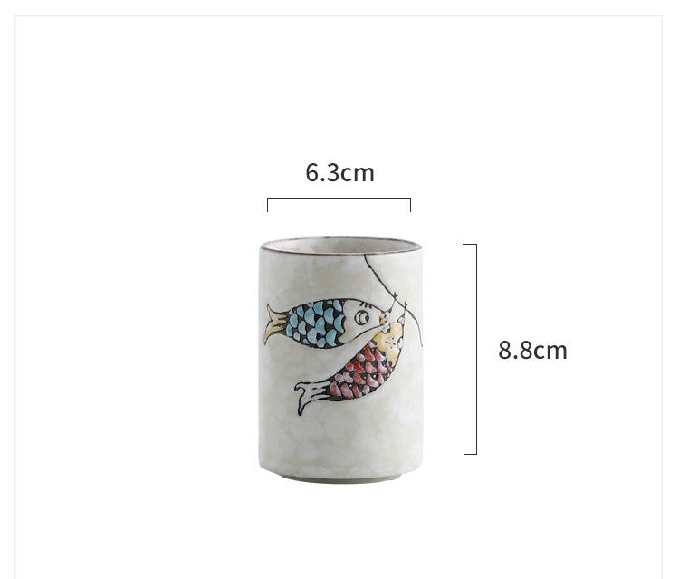 Underglaze Hand-painted Ceramic Drinking Fish Glass