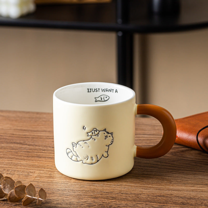 Hand Painted Cat Coffee Cute Mug
