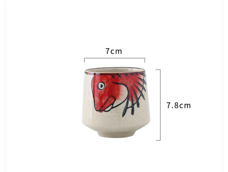 Underglaze Hand-painted Ceramic Drinking Fish Glass