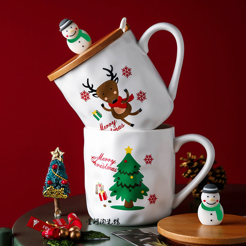Xmas Mug With Wooden Lid & Spoon