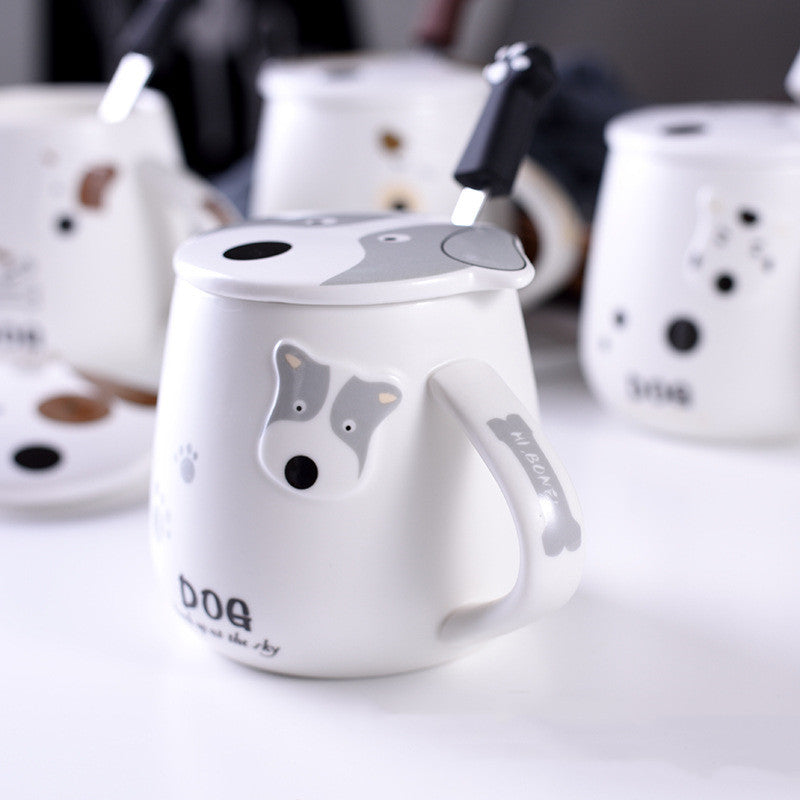Cartoon Ceramic Mug With Lid Spoon