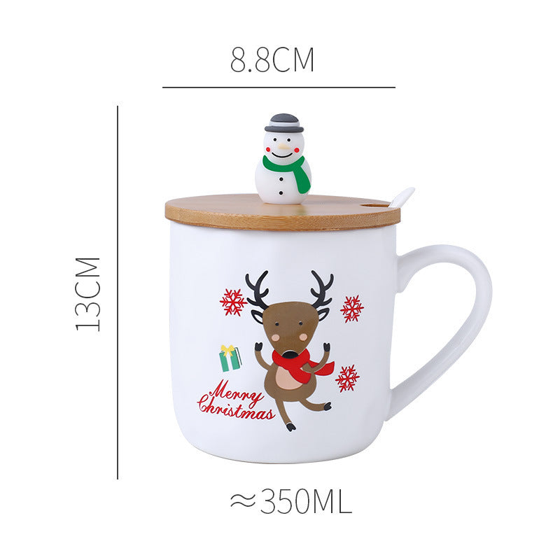 Xmas Mug With Wooden Lid & Spoon