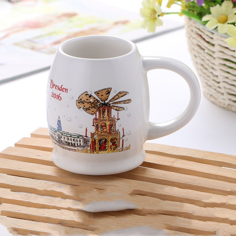Cute Cartoon Snowman Santa Claus Ceramic Cup Christmas Mug