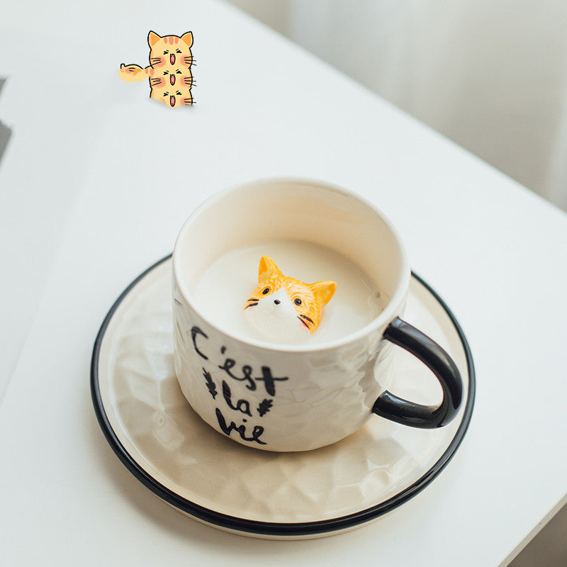 Cute Cat Mug Girl Ceramic Mug