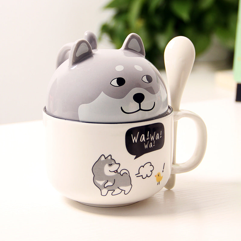 Double-Layer Ceramic Dog Mug Bulldog, Husky, Corgi, Shiba Inu