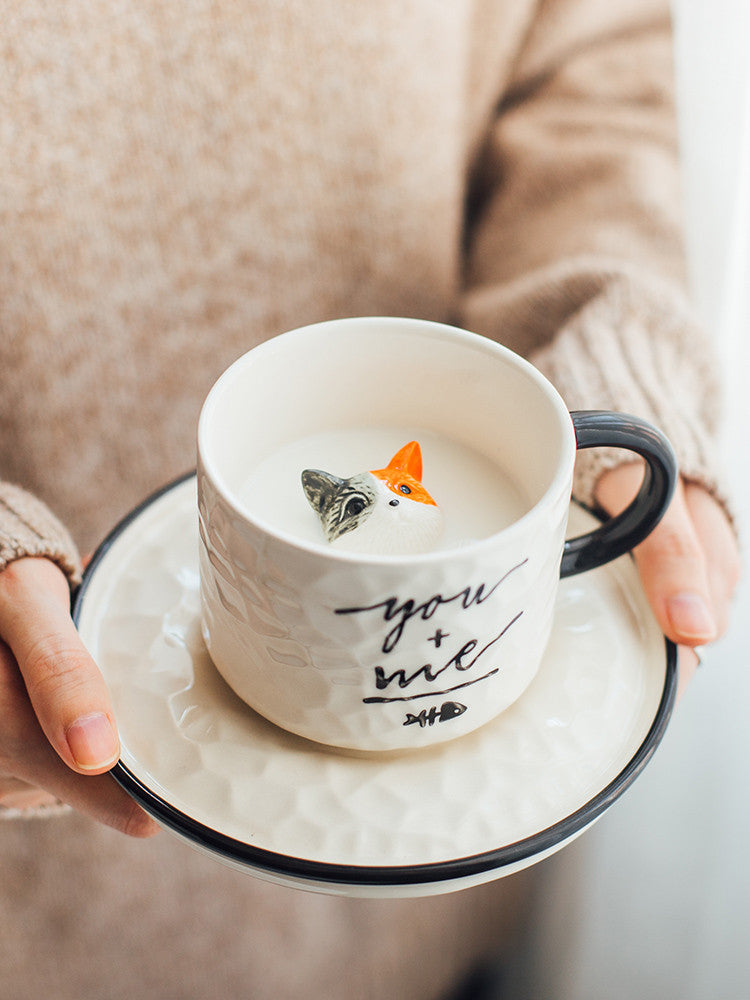 Cute Cat Mug Girl Ceramic Mug