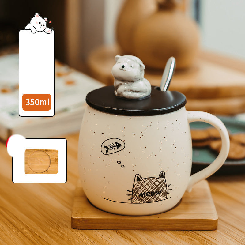 Cute Mark Ceramic Cat Cup Porcelain