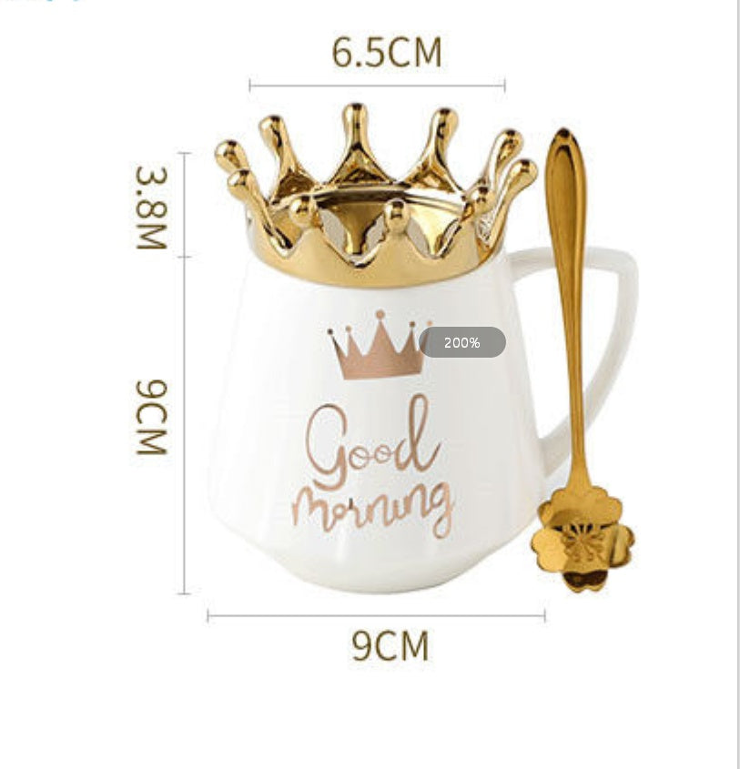 Ceramic Queen Mug with Lid Scoop