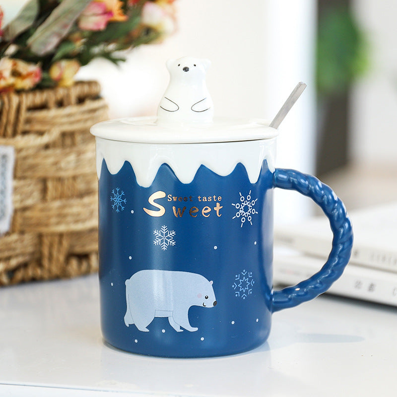 Cartoon Polar Bear Christmas Ceramic Mug