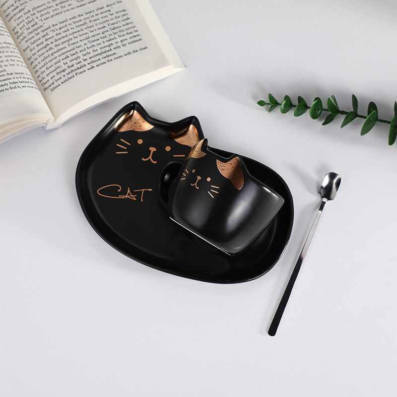 Cartoon Cat Cup And Dish Set