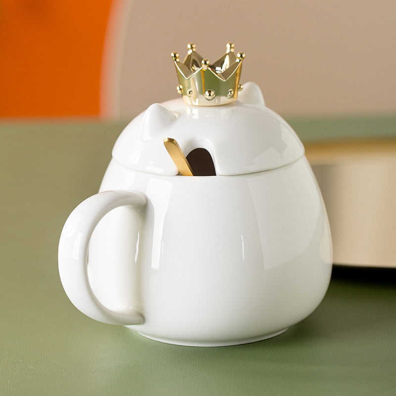 Cute Crown Cat Ceramic Mug Cartoon Large Capacity