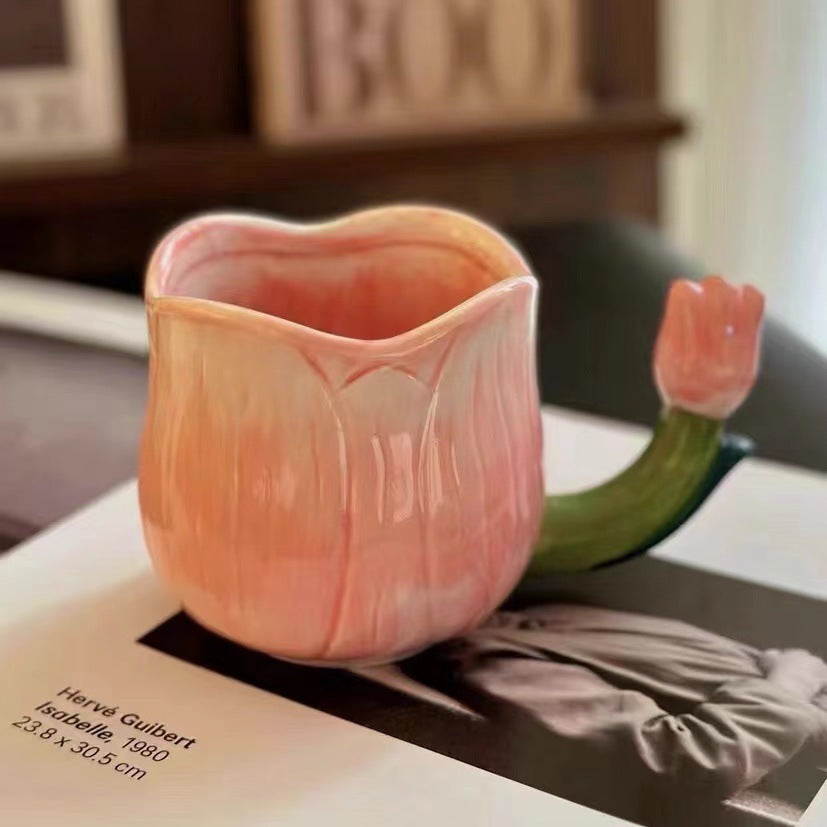 Heavy Painting Embossed Mug Tulip