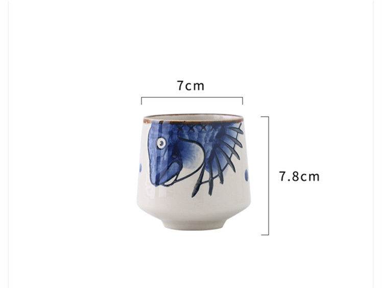Underglaze Hand-painted Ceramic Drinking Fish Glass