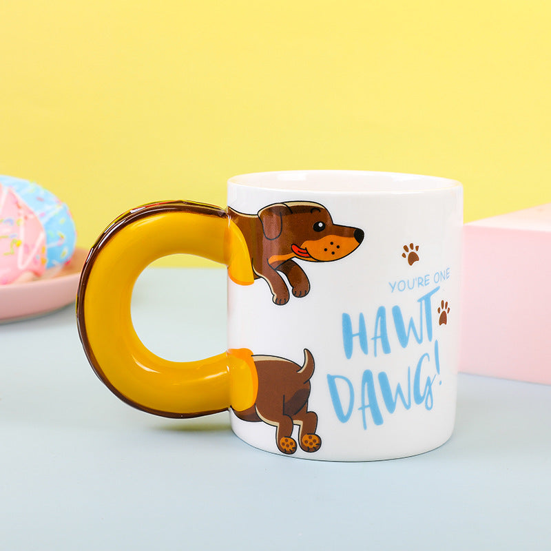 Cute Cartoon Dachshund Dog Ceramic Mug
