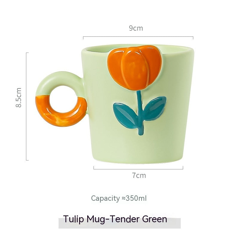 Hand Painted Tulip Ceramic Mug