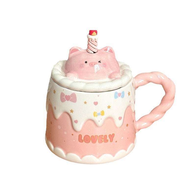 Ceramic Mug Cat With Lid Cartoon in a Box
