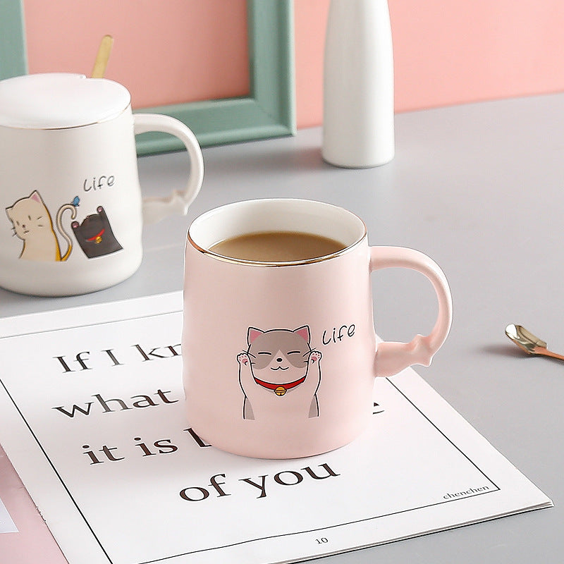 Creative Ceramic Coffee Mug With Lid Spoon