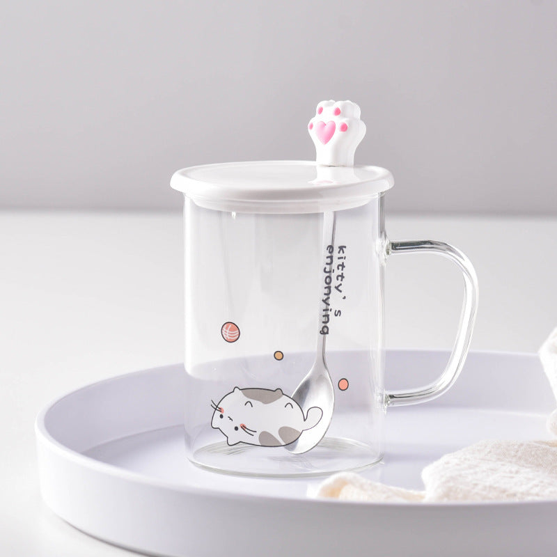 Creative Cartoon Mug With Lid Spoon For Home Use