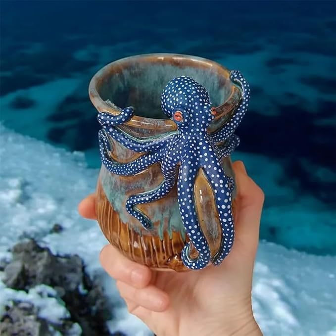 Dark Blue Octopus Resin Coffee Mug